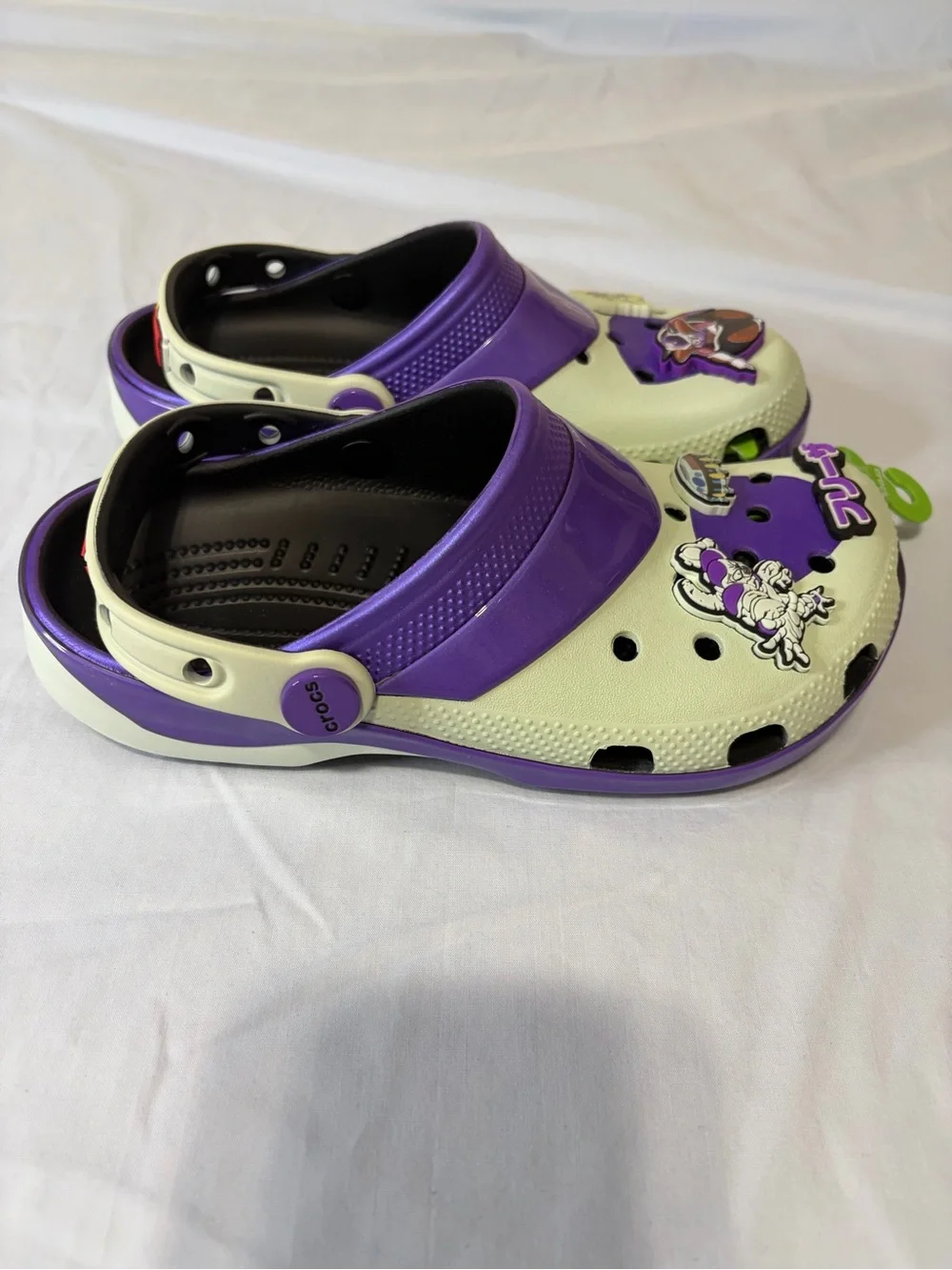 CROCS Kids Clogs in Purple and Light Green Dragonball Z J4 Jibbitz
